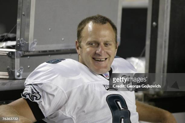 Punter Sav Rocca of the Philadelphia Eagles on the sideline during a preseason game against the Pittsburgh Steelers at Heinz Field on August 26, 2007...