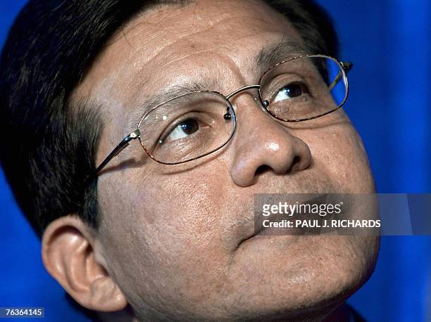 Attorney General Alberto Gonzales listens during dedication ceremonies at the New Orleans Family Justice Center in New Orleans 28 August 2007....