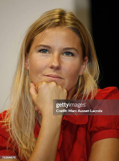 Stephanie Renouvin attends the French TV channel "Canal +" press conference to announce the schedule for 2007/08 August 28, 2007 at the Theatre du...