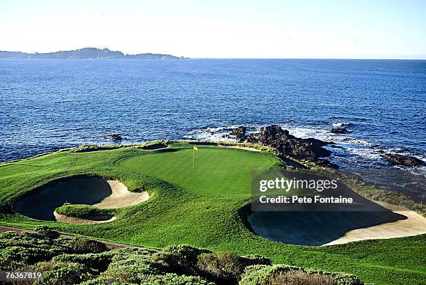 Pebble Beach Golf Links hole 7, designed by Jack Neville and Douglas Grant and opened for play in 1919.