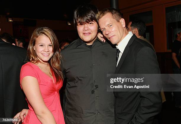 Actor Kevin Bacon and children Sosie and Travis attend the "Death Sentence" premiere after party at the Tribeca Cinemas, August 28, 2007 in New York...