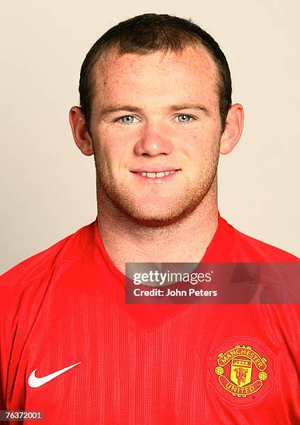 Wayne Rooney of Manchester United poses during the club's annual pre-season photocall at Carrington Training Ground on August 17 2007 in Manchester,...