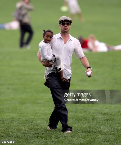 Brad Pitt and Zahara Jolie-Pitt visit Central Park in New York City on August 28, 2007.