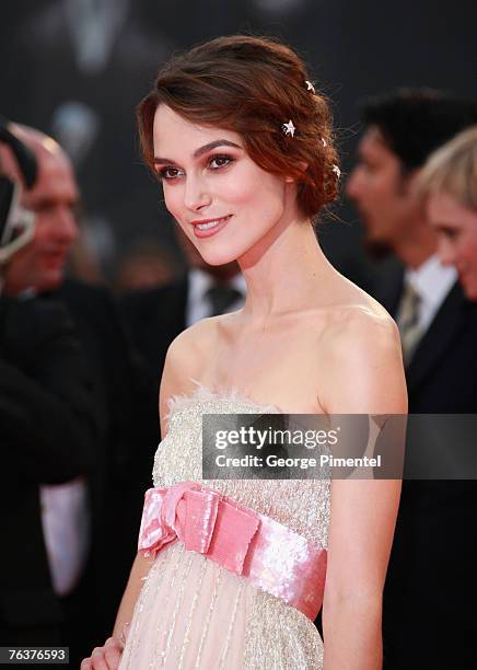 Keira Knightley arrives for the Opening Ceremony and the Atonement Premiere at the 64th Annual Venice Film Festival on August 29, 2007 in Venice,...