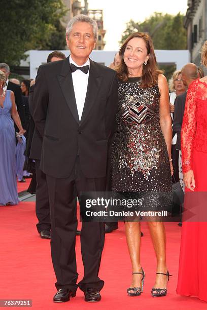 Francesco Rutelli and Barbara Palombelli arrives for the Opening Ceremony and the Atonement Premiere at the 64th Annual Venice Film Festival on...