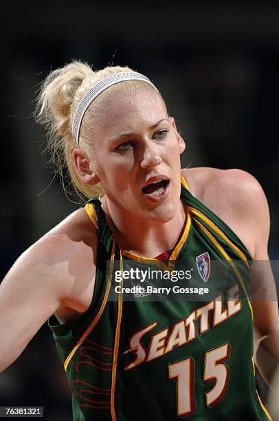 Lauren Jackson of the Seattle Storm stands on the court in Game Two of the Western Conference Semifinals against the Phoenix Mercury during the 2007...