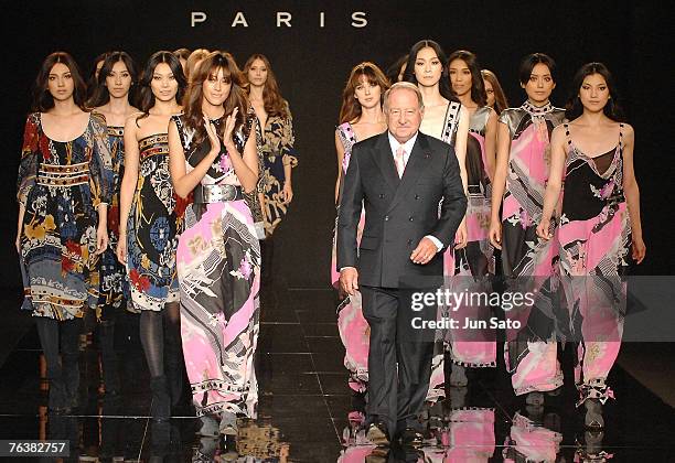 Model Izumi Mori and Leonard Paris chief designer Daniel Tribouillard during Leonard 2007- 2008 Fall Winter Collection on August 29, 2007 ?iPhoto by...