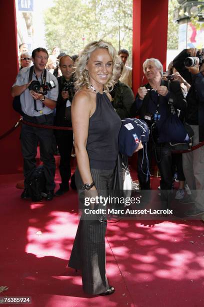 Cecile de Menibus arrive at the TF1 annual press conference held at the Olympia on August 29, 2007 in Paris, France. (Photo by
