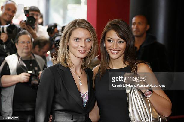 Miss France 2007 Rachel Legrain-Trapani and Sylvie Tellier arrive at the TF1 annual press conference held at the Olympia on August 29, 2007 in Paris,...