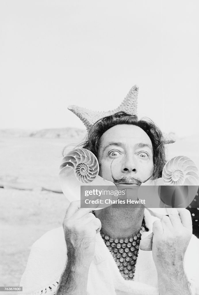 Dali Shell Spanish surrealist artist Salvador Dali holds up two seashells at his ...