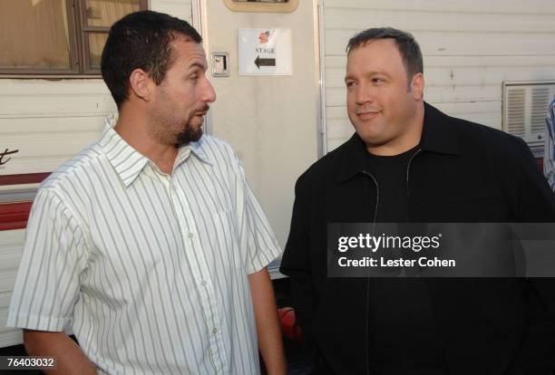 Actor Adam Sandler and Actor Kevin James arrives to the premiere of "I Now Pronounce You Chuck and Larry" at Citywalk Cinemas on July 12, 2007 in...