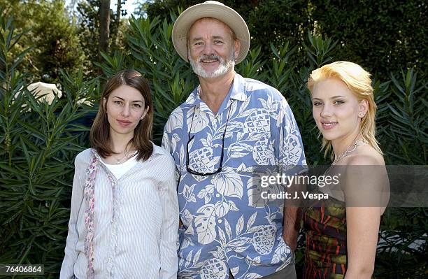 Director Sofia Coppola and actors Scarlett Johansson and Bill Murray are photographed at the Venice Film Festival on September 2, 2003 at Hotel Des...