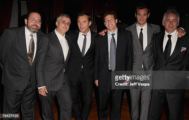 Michael Barker, Simon Halfon, Jude Law, Martin Shafer, Ben Jackson and Simon Moseley attend the Sleuth Cocktail Party during Day 2 of the 64th Annual...