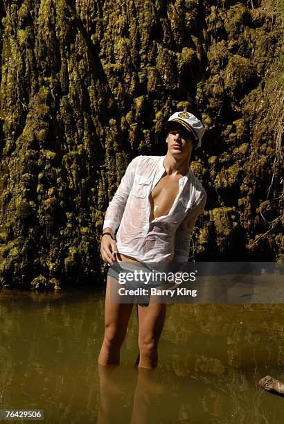 Janice Dickinson Modeling Agency Models Grant Whitney Harvey pose at photo shoot in Griffith Park on August 25, 2007 in Los Angeles, California.