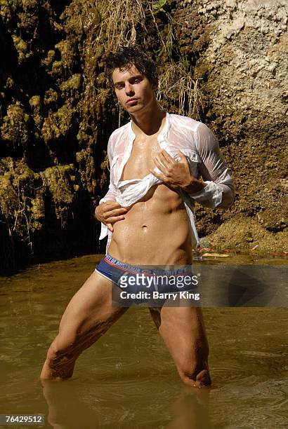 Janice Dickinson Modeling Agency Model Brian Kehoe poses at photo shoot in Griffith Park on August 25, 2007 in Los Angeles, California.