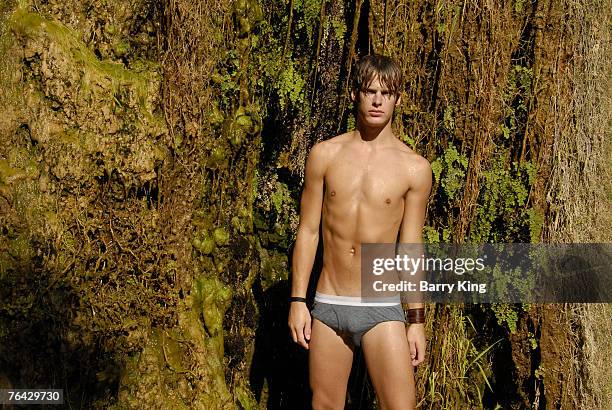 Janice Dickinson Modeling Agency Models Grant Whitney Harvey poses at photo shoot in Griffith Park on August 25, 2007 in Los Angeles, California.