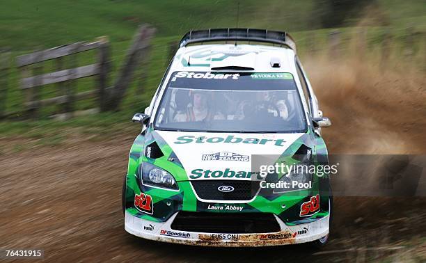 Jari-Matti Latvala and co-driver Miikka Anttila drive their Ford Focus RS WRC 06 during leg one of the Rally of New Zealand at Pirongia West on...