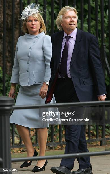Sir Richard Branson and his wife Joan Branson arrives at the 10th anniversary memorial service for Diana, Princess Of Wales held at the Guards Chapel...