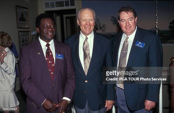Theo Manyama, Former President Gerald R. Ford and Brian Allan during the 1994 Presidents Cup on September 16-18, 1994 at Robert Trent Jones GC in...