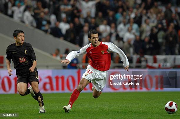 Bruno Gama Braga) and Lee Young Pyo .during the UEFA Cup Fourth Round First Leg match at the Estadio Municipal de Braga in Braga, Portugal on March...