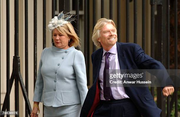 Joan Branson and Sir Richard Branson arrivesat the 10th anniversary memorial service for Diana, Princess Of Wales held at the Guards Chapel on August...