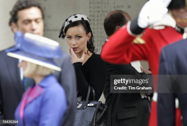 Camilla al Fayed leaves the 10th Anniversary Memorial Service For Diana, Princess of Wales at Guards Chapel at Wellington Barracks on August 31, 2007...