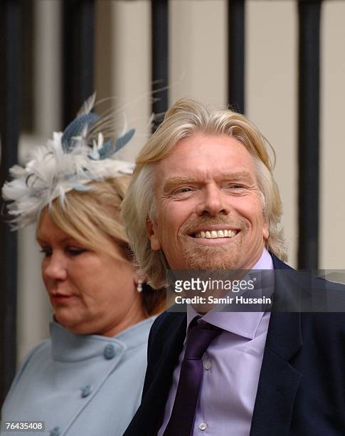 Joan Branson and Richard Branson arrive at the 10th anniversary memorial service for Diana, Princess Of Wales held at the Guards Chapel on August 31,...