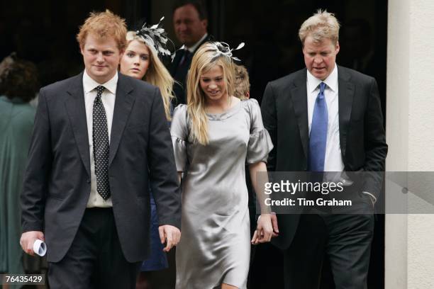 Diana's brother Charles, Earl Spencer with his nephew George McCorquodale and daughters Amelia Spencer and Kitty Spencer at the 10th Anniversary...