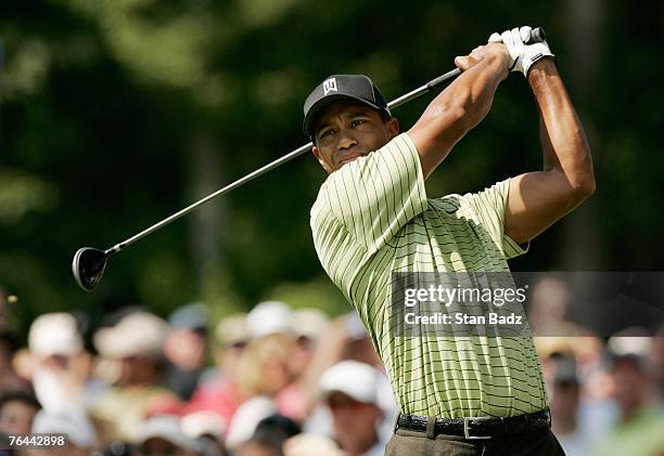 Tiger Woods at the sixth tee box during the first round of the Deutsche Bank Championship at TPC Boston on August 31, 2007 in Norton, Massachusetts.