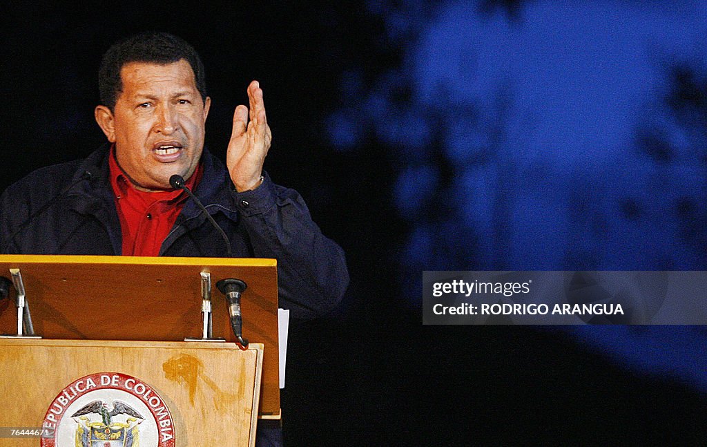 Venezuelan president Hugo Chavez speaks