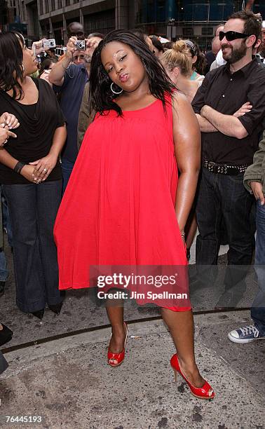 Lakisha Jones during a visit to ring the closing bell at the NASDAQ Marketsite August 31, 2007 in New York City.