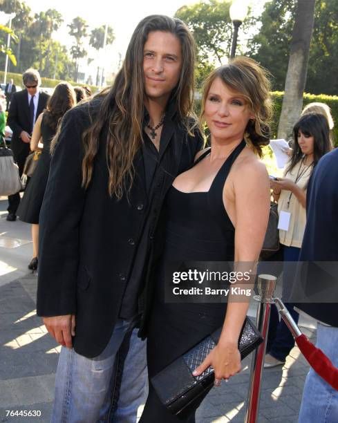 Actress Dedee Pfeiffer and her boyfriend at the "Stardust" Los Angeles Premiere at the Paramount Studio Theatre on July 29, 2007 in Los Angeles,...