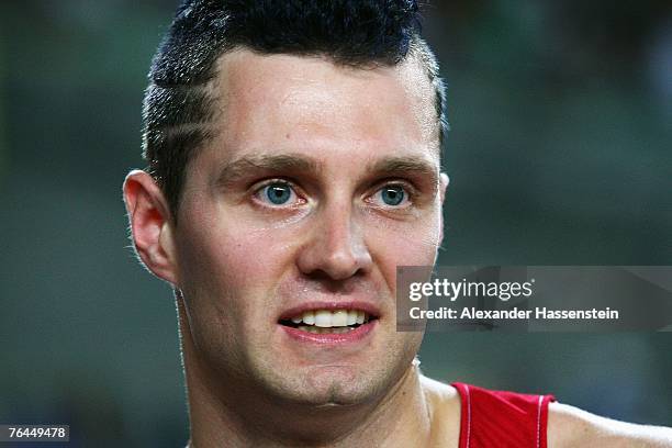 Brad Walker of the United States of America looks on during the Men's Pole Vault Final on day eight of the 11th IAAF World Athletics Championships on...