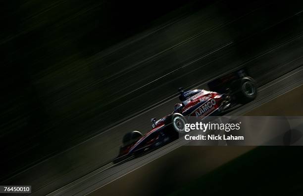 Sarah Fisher drives the AAMCO/Dreyer & Reinbold Racing Dallara Honda during practice for the IRL IndyCar Series, Detroit Indy Grand Prix on September...