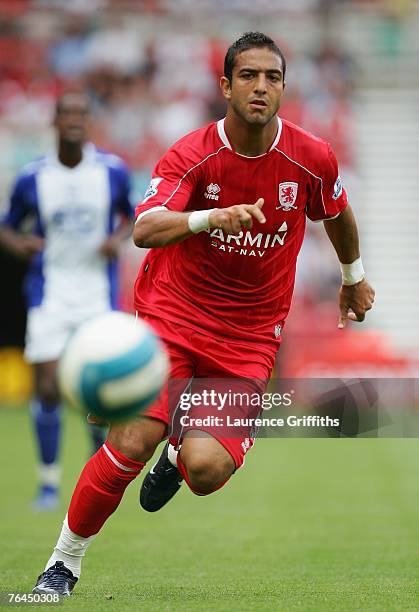 Mido of Middlesbrough in action during the Barclays Premier League match between Middlesbrough and Birmingham City at the Riverside Stadium on...