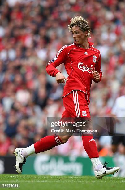 Fernando Torres of Liverpool in action during the Barclays Premier League match between Liverpool and Derby County at Anfield on September 01, 2007...