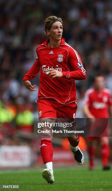 Fernando Torres of Liverpool in action during the Barclays Premier League match between Liverpool and Derby County at Anfield on September 01, 2007...