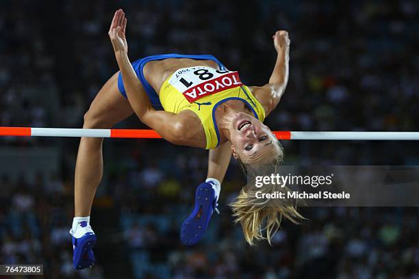 Kajsa Bergqvist of Sweden competes during the Women's High Jump Final on day nine of the 11th IAAF World Athletics Championships on September 2, 2007...