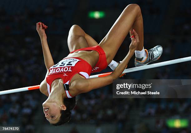 Blanka Vlasic of Croatia competes during the Women's High Jump Final on day nine of the 11th IAAF World Athletics Championships on September 2, 2007...