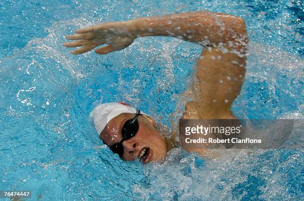Leisel Jones of Australia makes her turn in the Women's 200 metre Breaststroke Final during day five of the 2007 Australian Short Course Swimming...