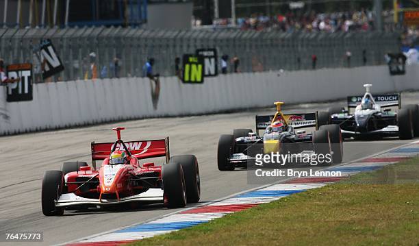 Justin Wilson of Great Britain and CDW - RuSport in action during the Dutch Champ Car Grand Prix at the TT-Circuit Assen on September 2, 2007 in...