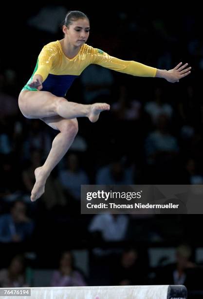 Lais Souza of Brazil performs on the beam during the women's qualifications of the 40th World Artistic Gymnastics Championships on September 02, 2007...