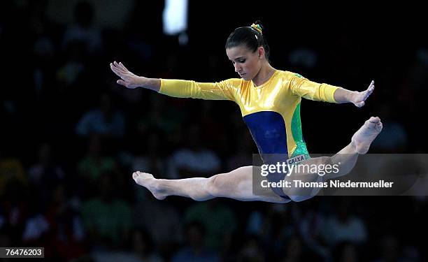 Jade Barbosa of Brazil performs on the beam during the women's qualifications of the 40th World Artistic Gymnastics Championships on September 02,...