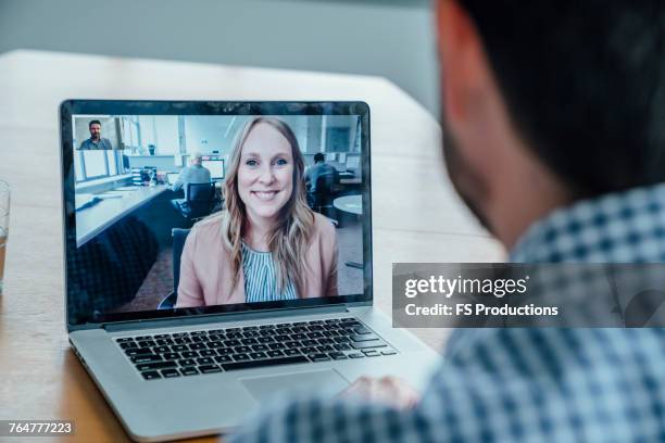 business people on video conference - voip stock-fotos und bilder