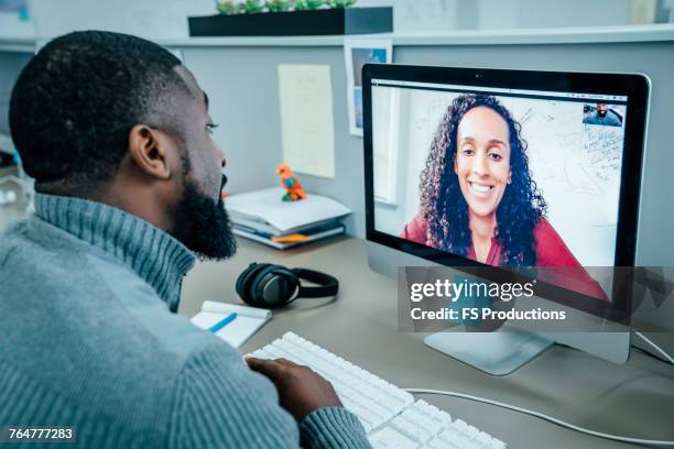 business people on video conference - texas conference for women 2017 stock pictures, royalty-free photos & images