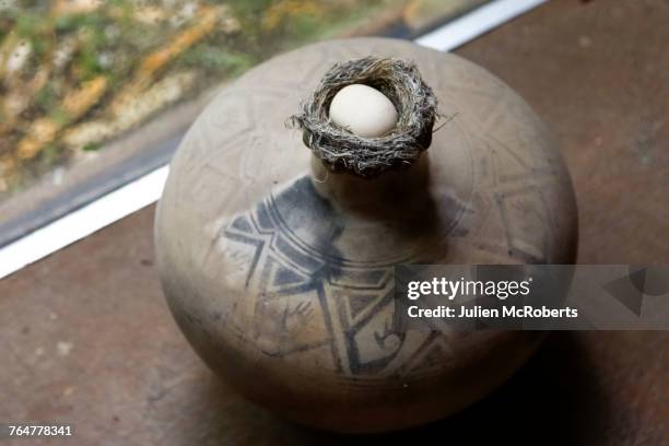 egg in nest on vase - southwest native american pottery stock pictures, royalty-free photos & images