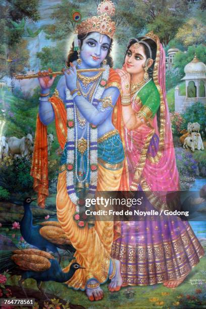mariamman hindu temple. krishna and radha. ho chi minh city. vietnam. - krishna imagens e fotografias de stock