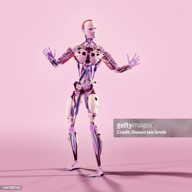 robot gesturing with attitude - cyborg stock pictures, royalty-free photos & images