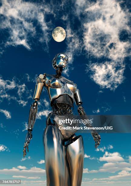 techno queen, an active android robot, with a female form. - robot servant stock pictures, royalty-free photos & images