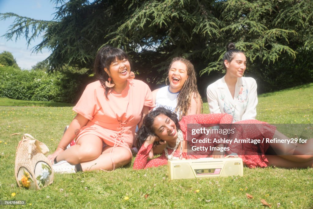 Four Young Women Hanging Out Outside